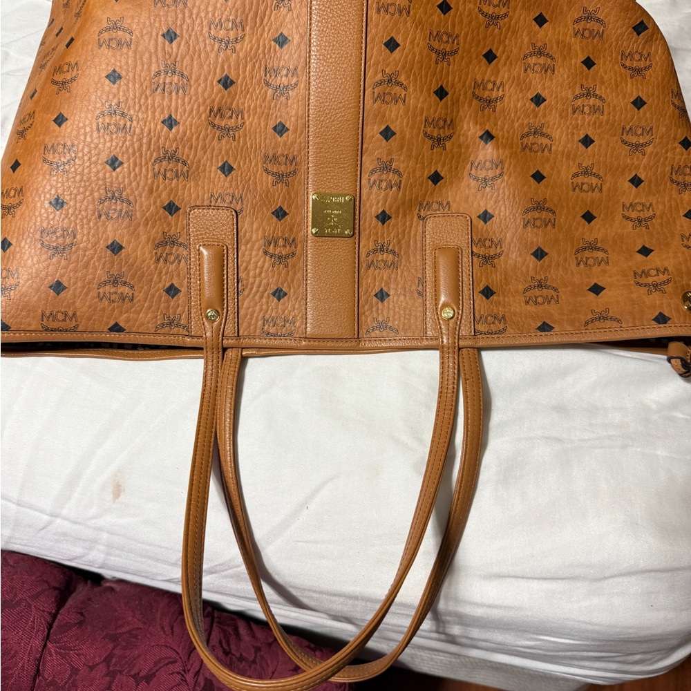 MCM Tan Logo Pattern travel bag